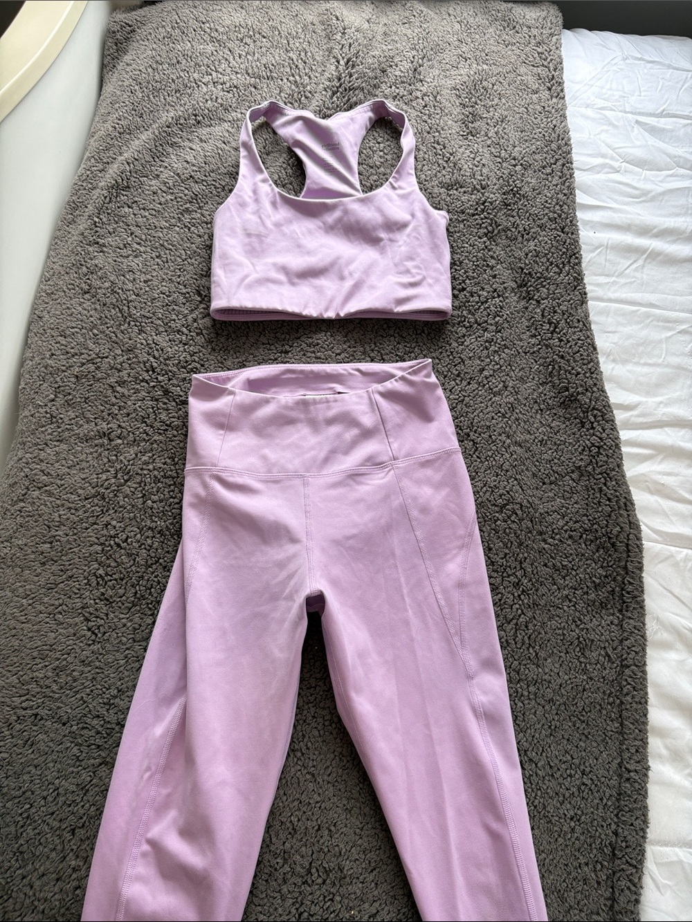 girlfriend collective Lavender High-Rise Leggings with Matching Sports Bra